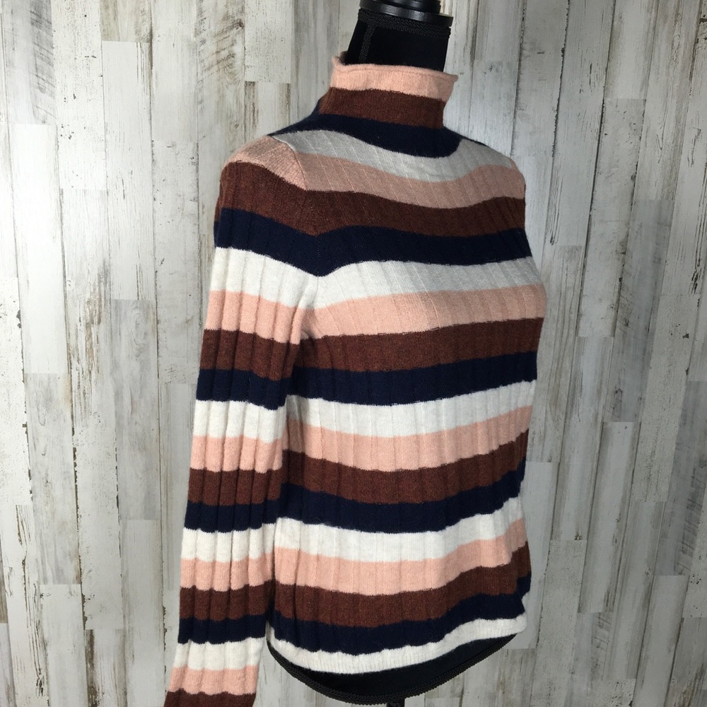 Madewell Evercrest Striped Mockneck Sweater Top S - Picture 4 of 6